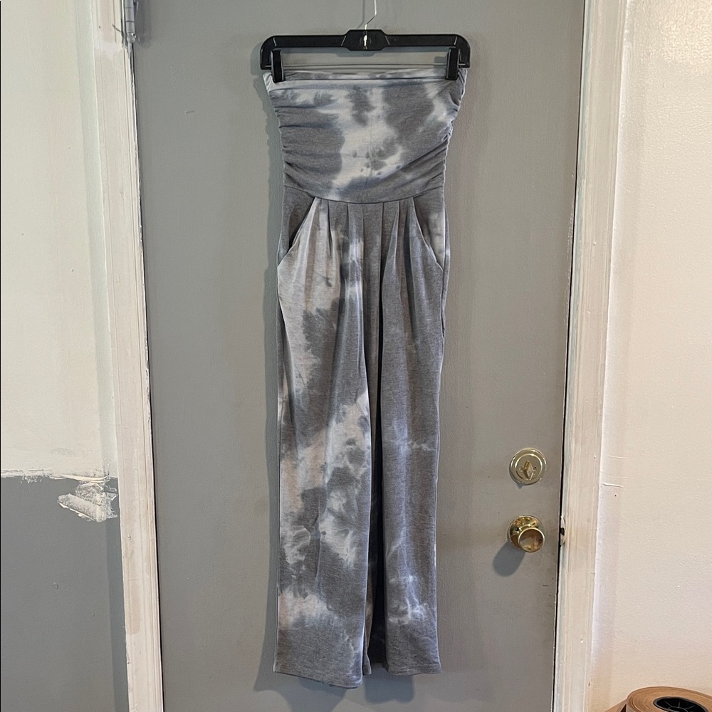 Antistar Gray Tie-Dye Strapless Jumpsuit Size XS‎